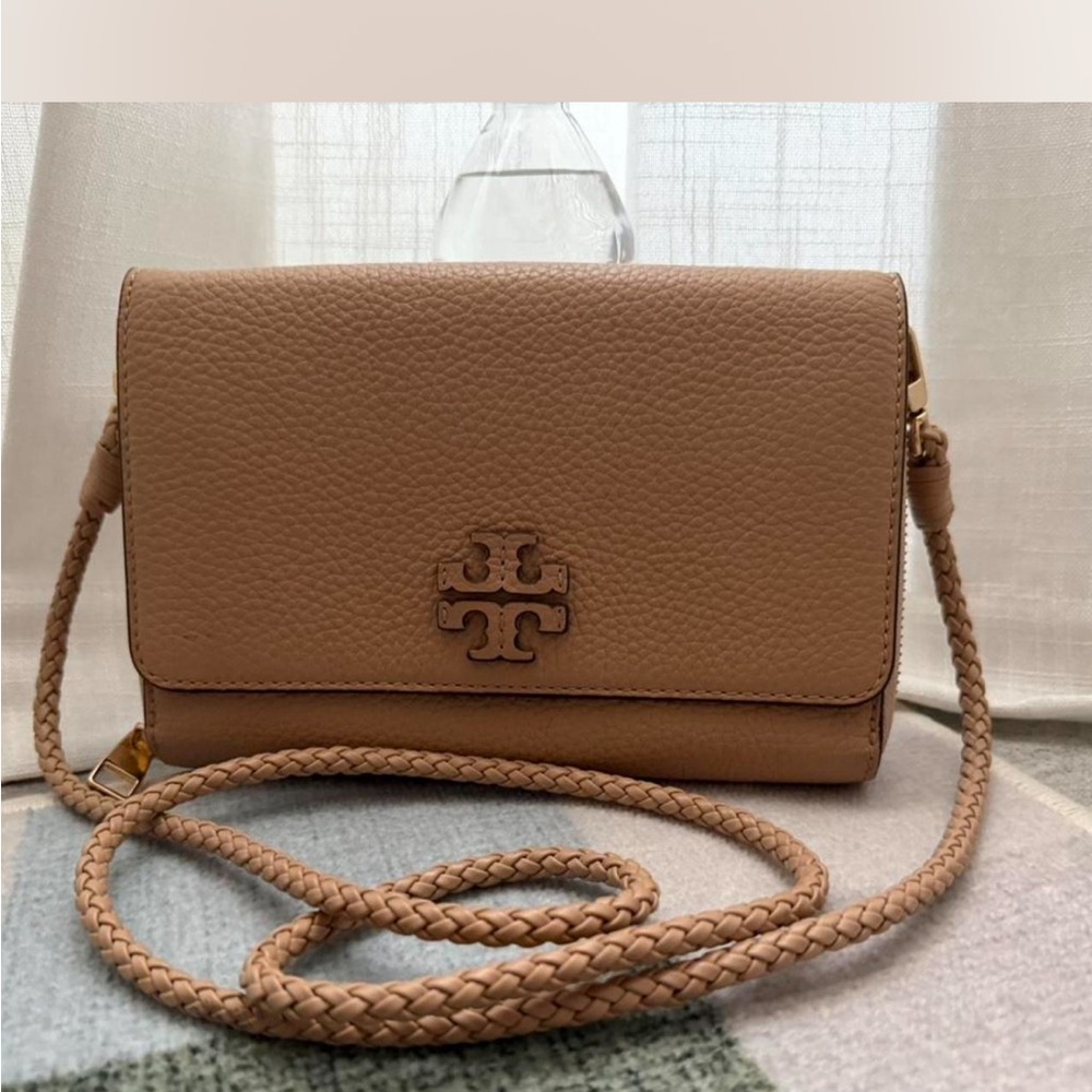 Tory Burch Tan Pebbled Leather Crossbody Bag
